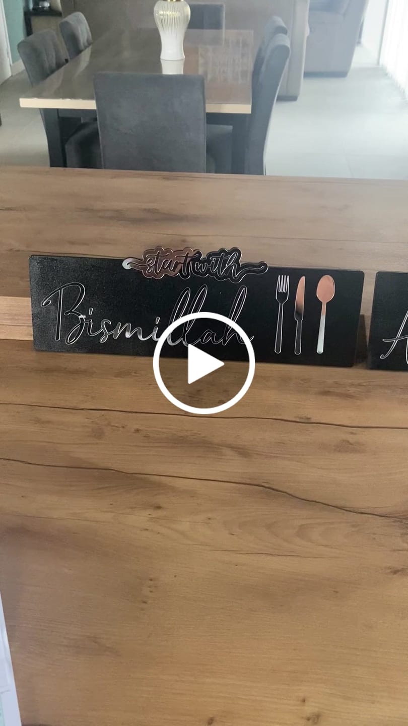 Customer video review of Start with Bismillah, End with Alhamdulillah - Wooden Islamic Wall Art
