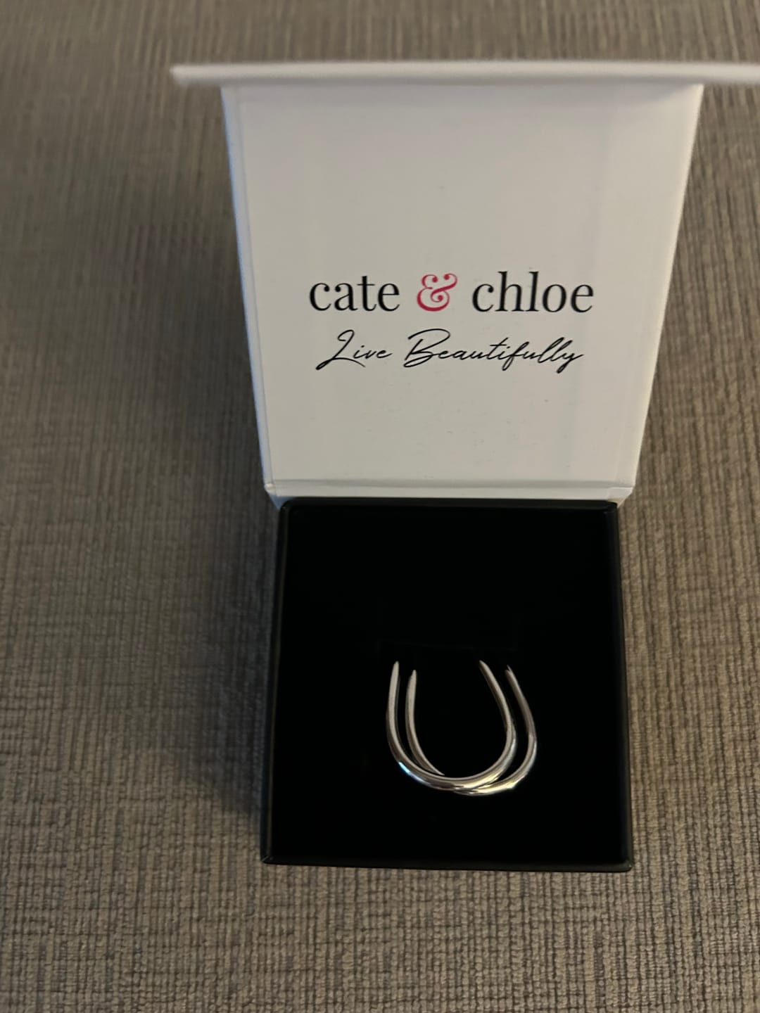 Customer photo review of Beatrice 18k White Gold Plated 24mm U-Shaped Hoop Earrings