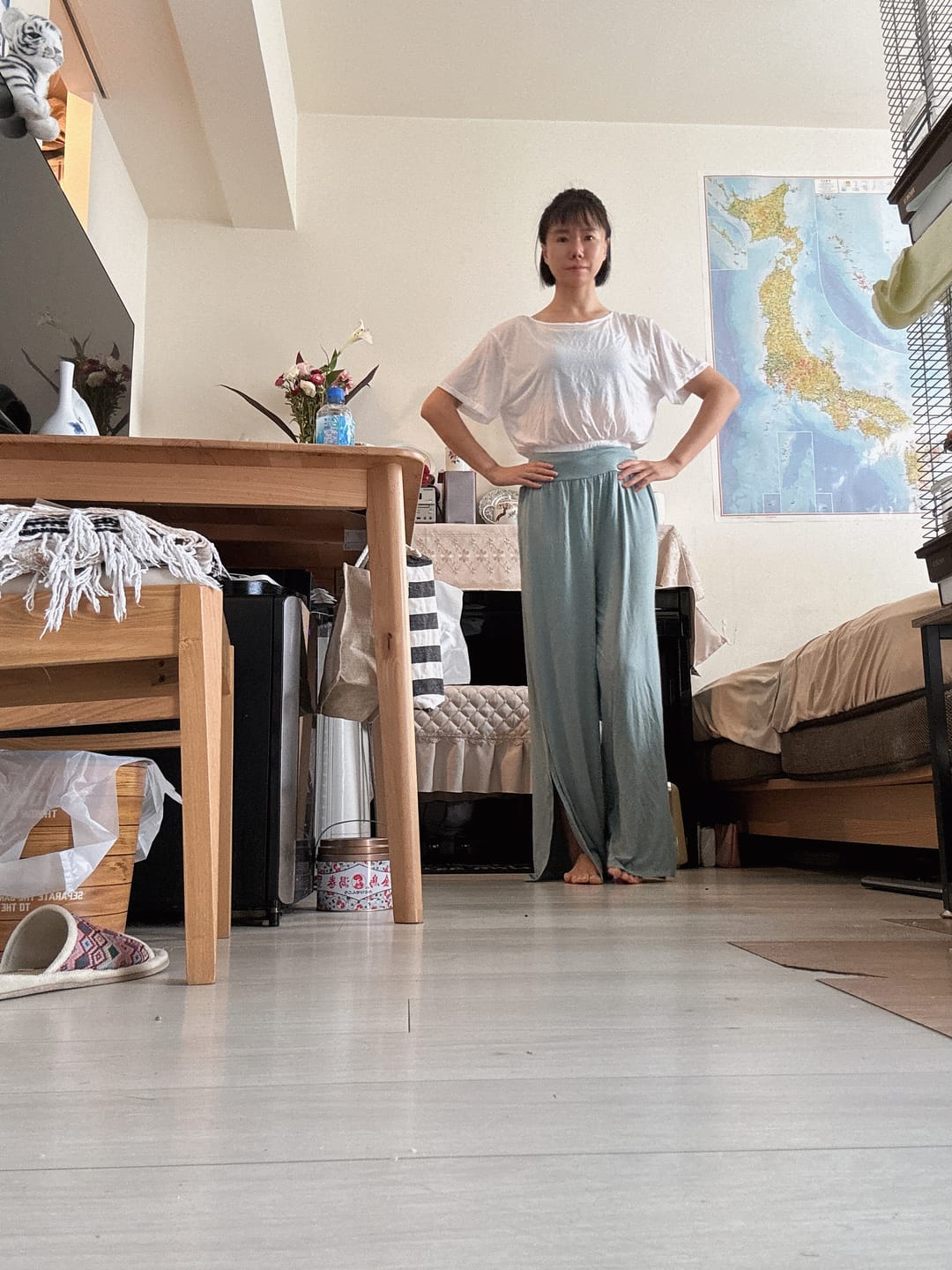 Customer photo review of ZOMIGEN｜ハイウエスト ゆったりダンス ヨガパンツ スリット