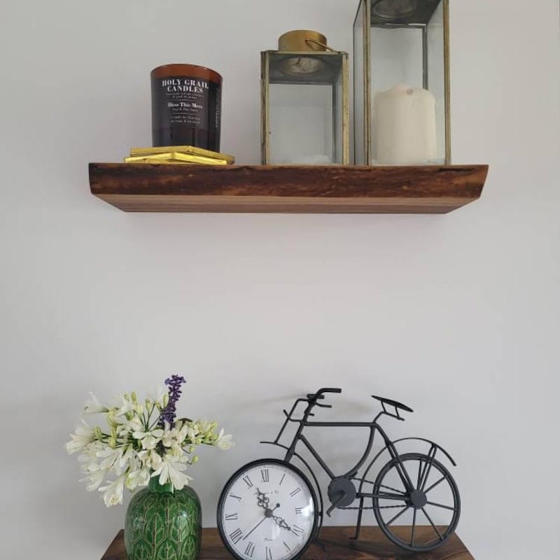 Customer photo review of Single Oak Shelf with Sharp Edge