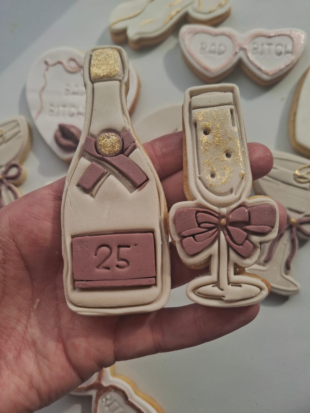 Customer photo review of Champagne Bottle and Glass Set of 2 Embosser and Cutters