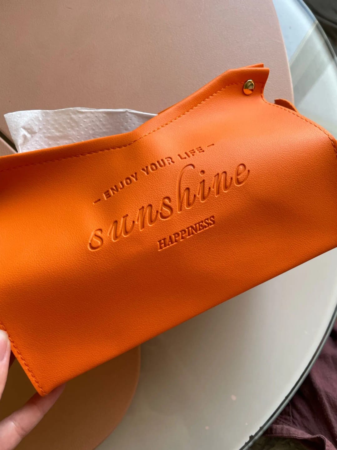 Customer photo review of Leather Tissue Box Napkin Holder For Home And Car — Black | KIMLUD