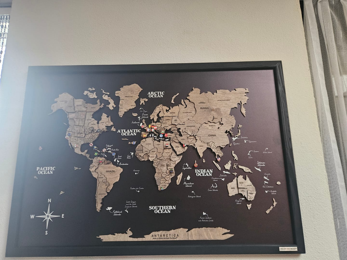 Customer photo review of 3D Wooden Panel World Map Terra