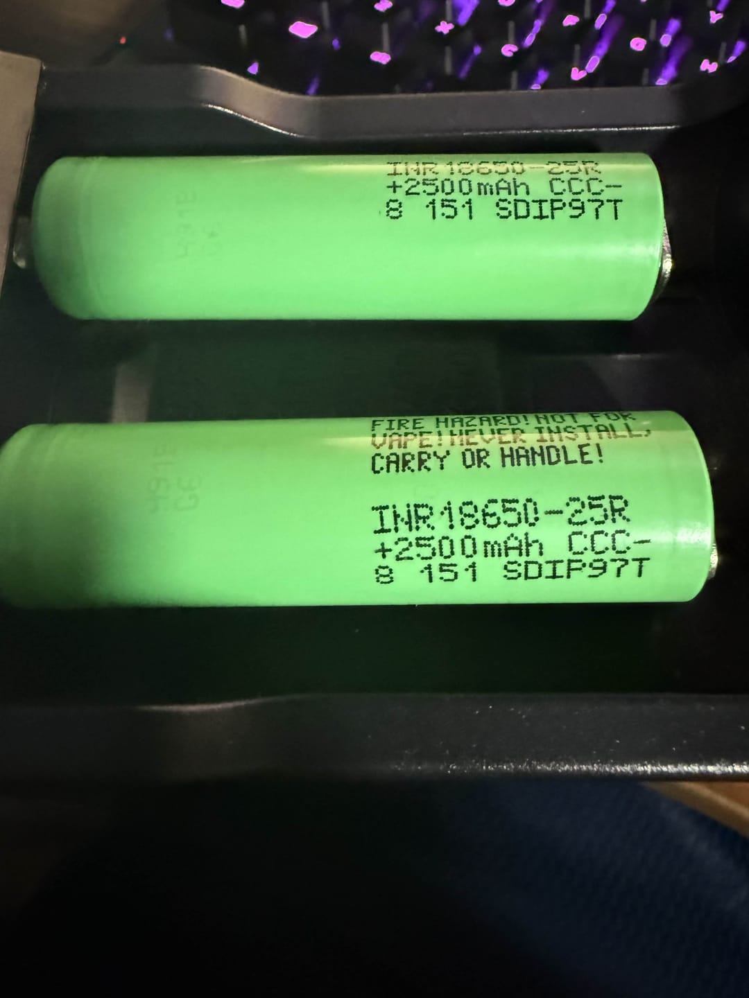Customer photo review of Samsung 25R 18650 2500mAh 20A Battery