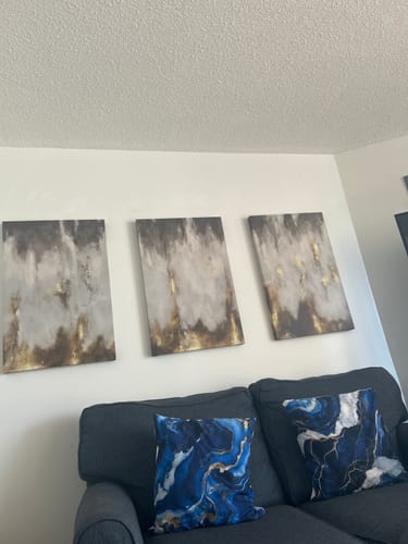 Customer photo review of 'Gold Fire' Framed Canvas (Set of 3)