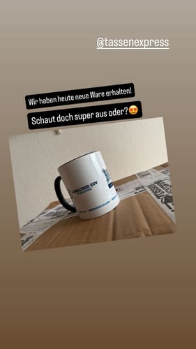 Customer photo review of TassenExpress - Becher Keramik Tasse mit Logo bedruckt 325ml Firmenlogo