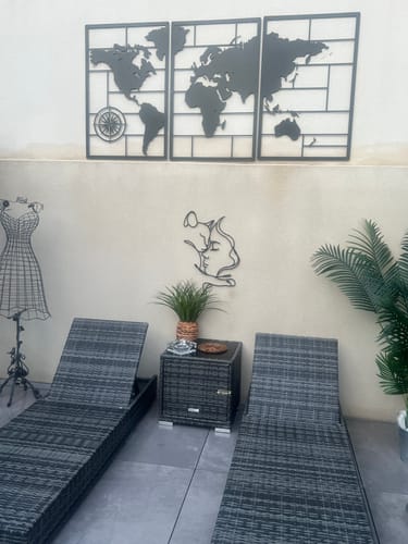 Customer photo review of Décoration Murale en Métal - Triptyque Carte du Monde (M4)