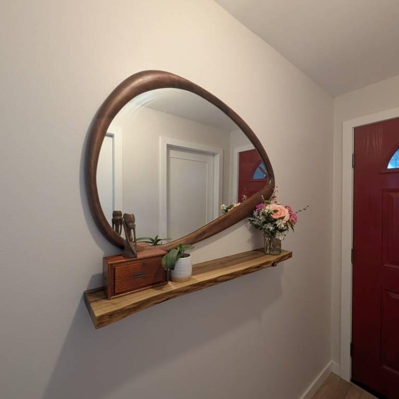 Customer photo review of Raw Edge Oak Wall Shelf
