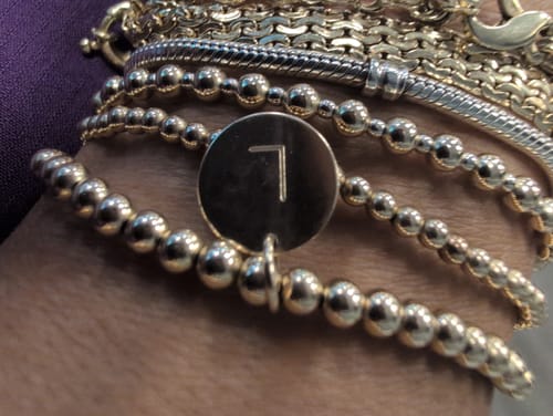 Customer photo review of classic initial juno bracelet double stack (3+4mm)