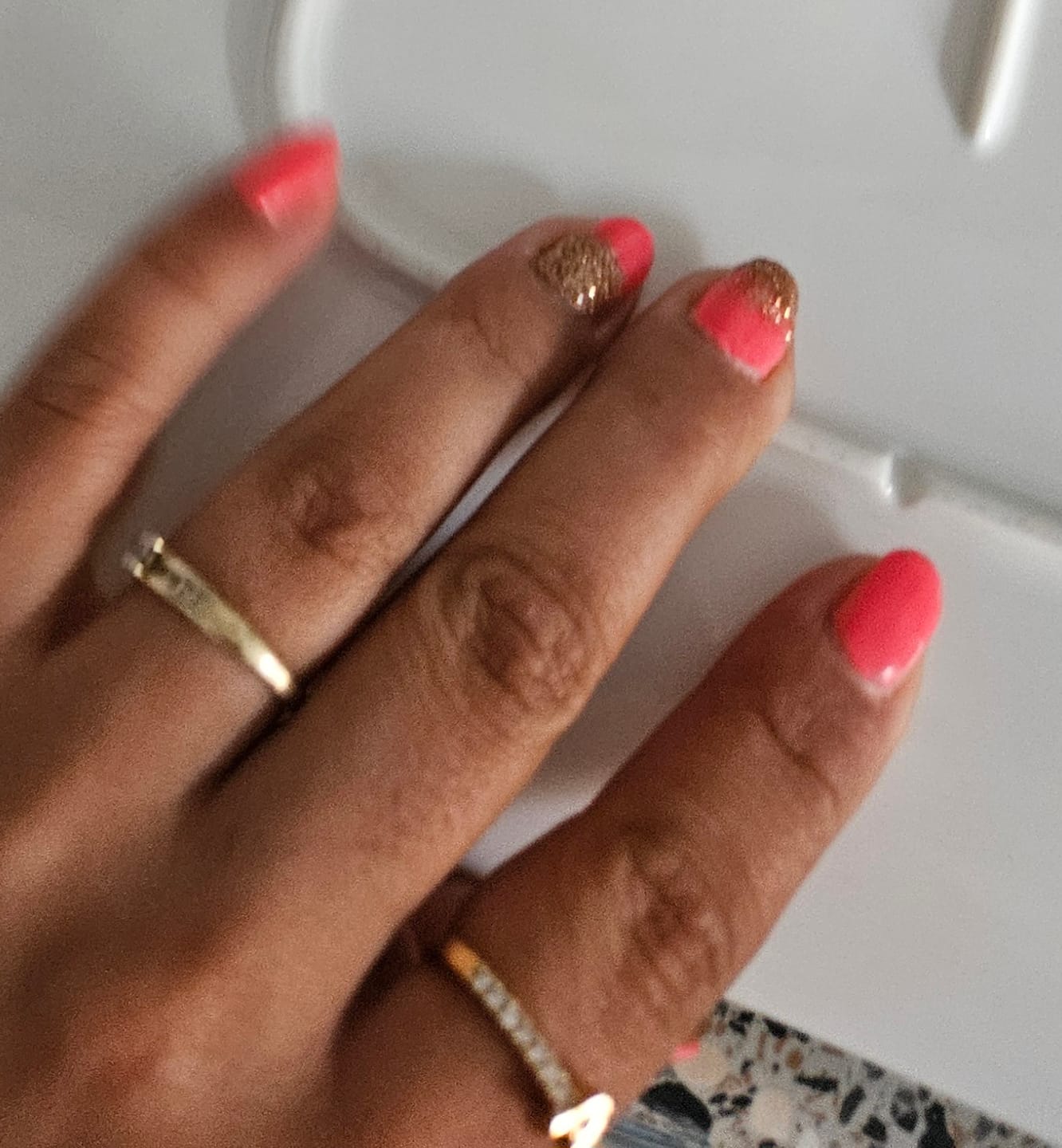 Customer photo review of Champagne Gold Dipping Powder