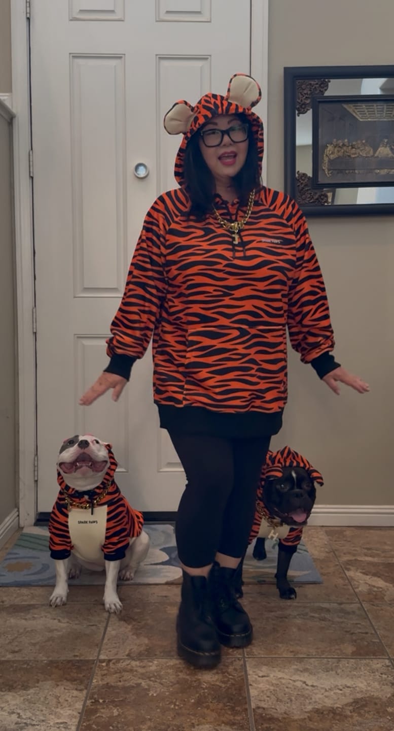 Customer photo review of Halloween Human Hoodie - Tiger