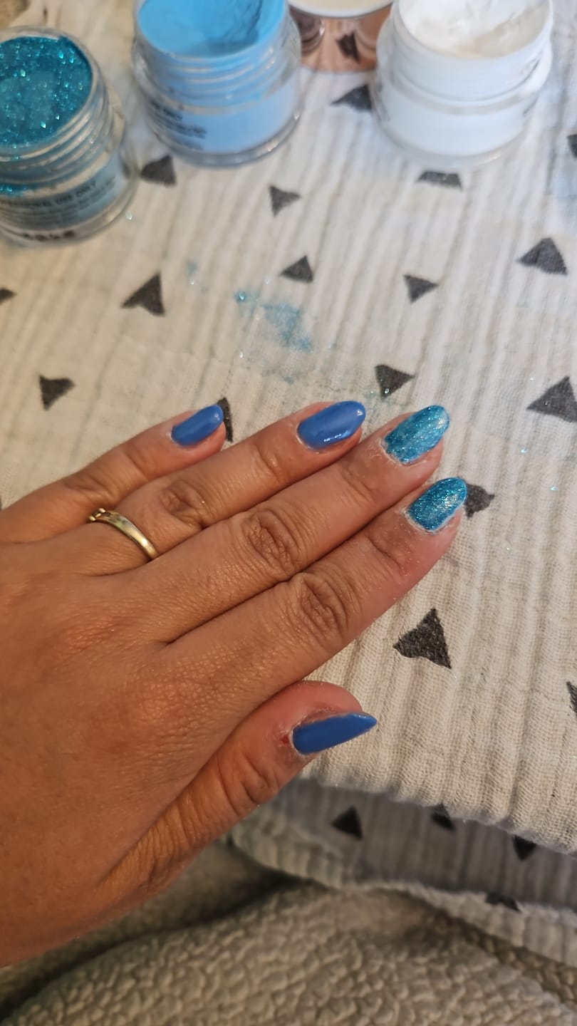 Customer photo review of Venetian Blue Dipping Powder