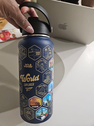 Customer photo review of Lets Wander™ World Explorer Water Bottle + Sticker Set
