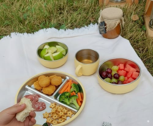 Customer photo review of Set Alimentación Ecológico para Bebés (7 piezas) - Silicona con ventosa + Acero Inoxidable