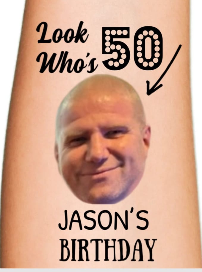 Customer photo review of Look Who's Birthday! Custom Tattoo