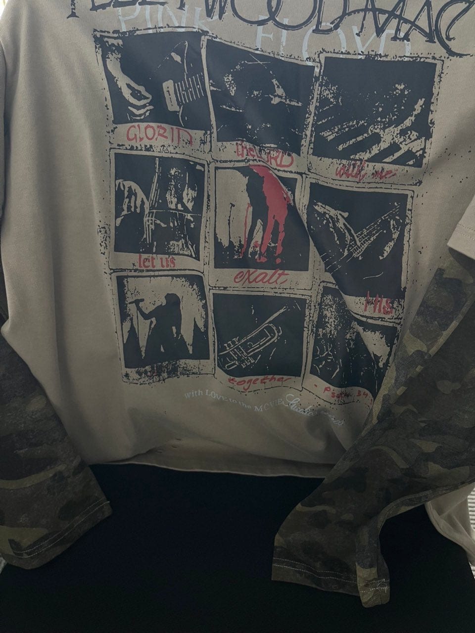 Customer photo review of Jersey Distressed Camouflage Faux Two-Piece Graphic T-Shirt - 2420