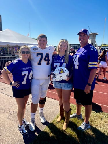 Customer photo review of Custom Purple White-Gold Classic Style Mesh Authentic Football Jersey