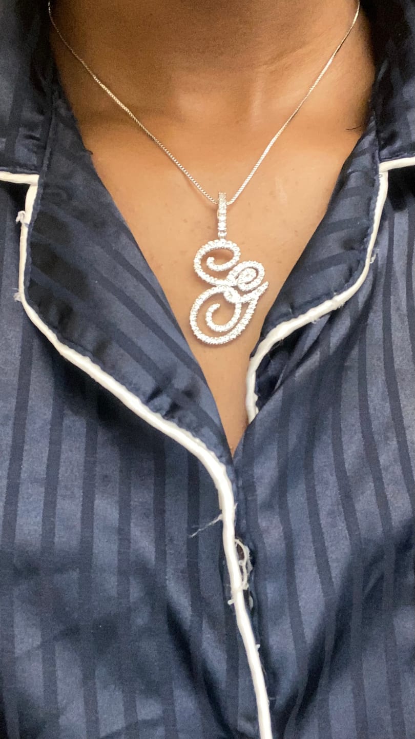 Customer photo review of Custom Script initial necklace