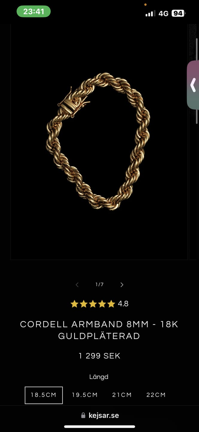 Customer photo review of Cordell Armband 10mm - 18K Guldpläterad