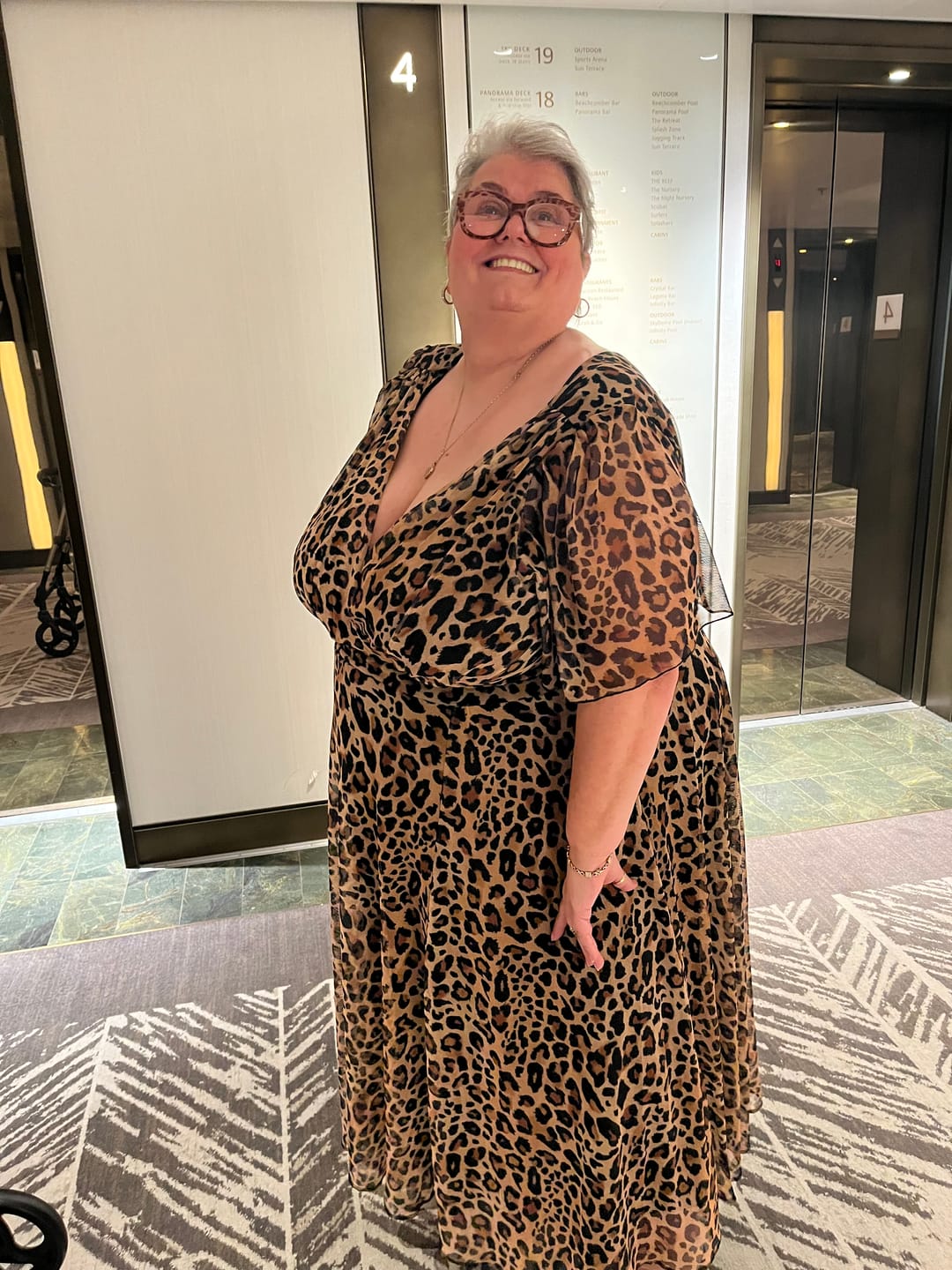 Customer photo review of Tilly Black Purple Print Angel Sleeve Sweetheart Dress