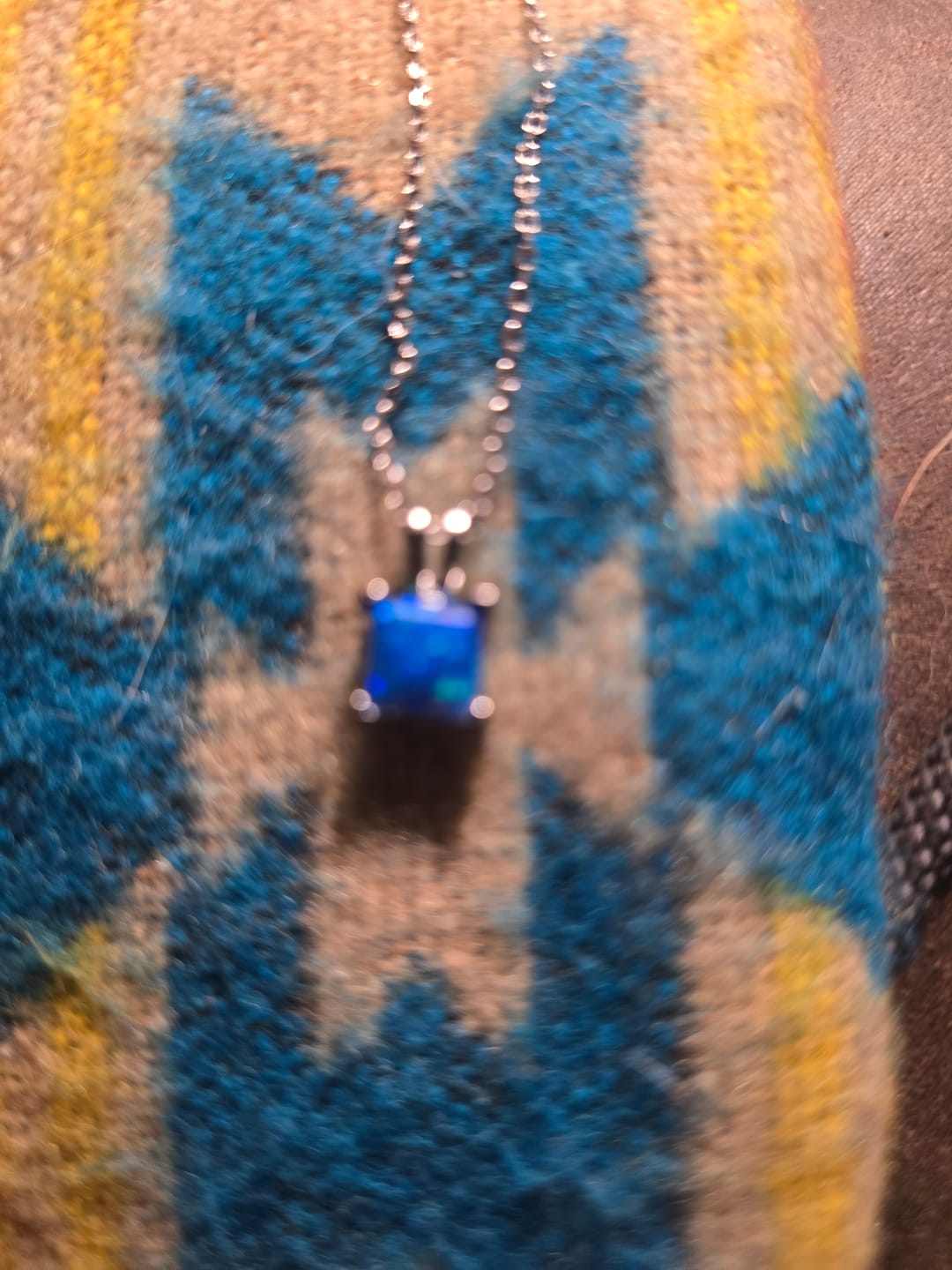 Customer photo review of Amphitrite 18k White Gold Plated Pendant Necklace with Princess Cut Opal Stone
