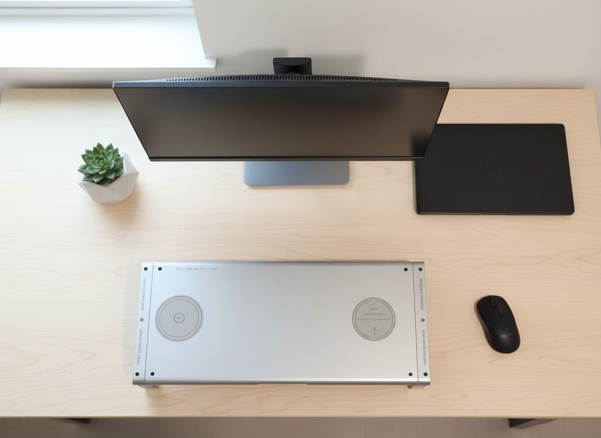 Customer photo review of Aluminum Alloy Wireless Charging Dock & Monitor Riser Stand