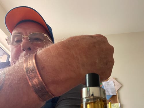 Customer photo review of Mens Masonic Bangle Pure Copper  Bracelet - Magnetic