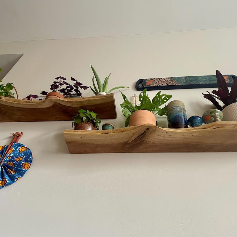 Customer photo review of Raw Edge Oak Wall Shelf