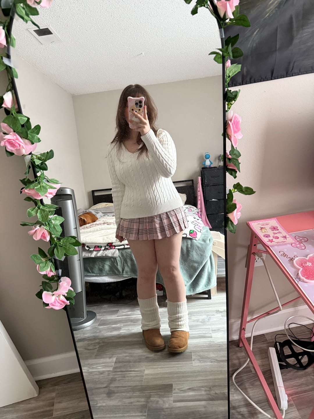 Customer photo review of Love Letter Cable Knit V Neck Sweater (White)