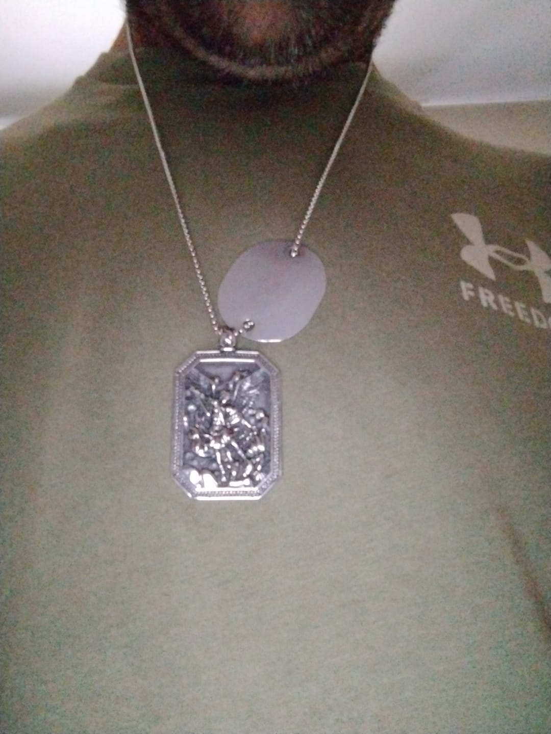 Customer photo review of Christianartworkshop Classic Style St. Michael the Archangel Protection Stainless Steel Pendant Necklace