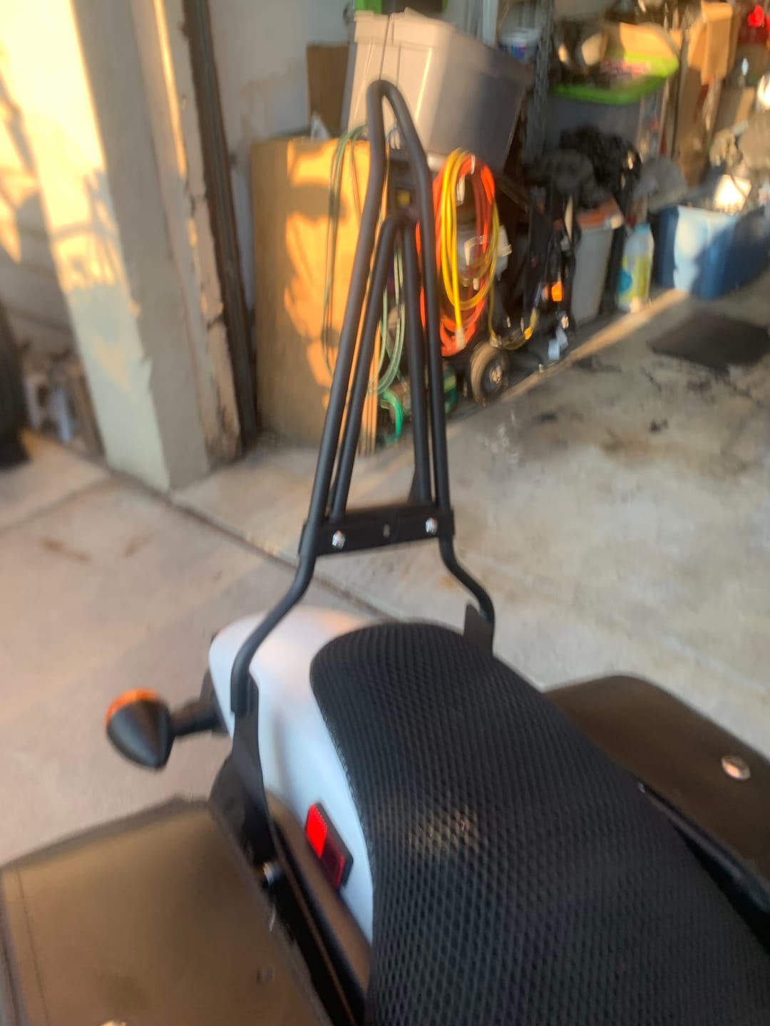 Customer photo review of Iron Born 25" Sissy Bar with Foldable Luggage Rack for Honda Shadow 750 Phantom Matte Black