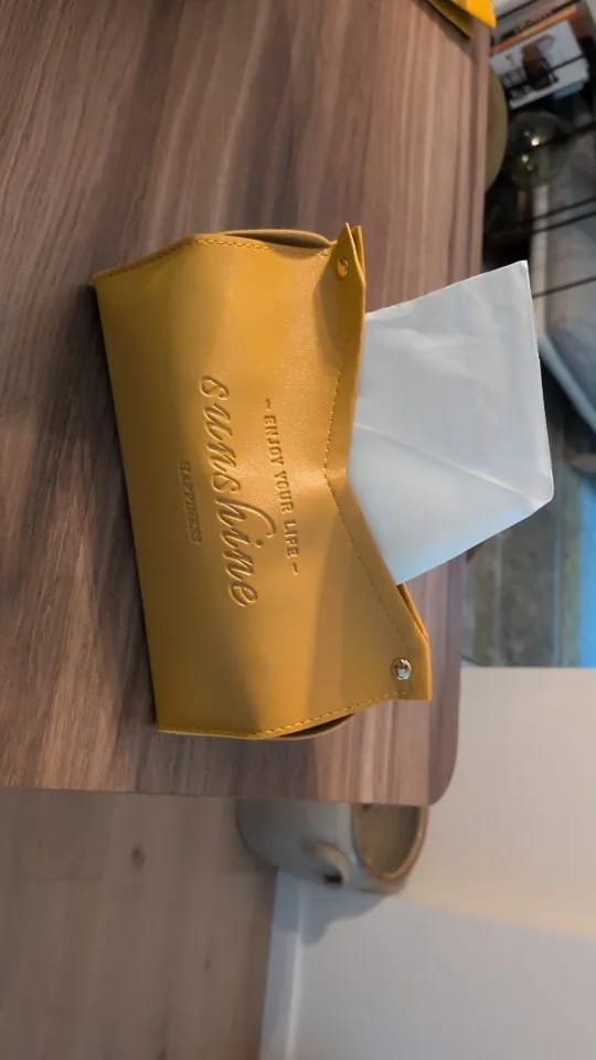 Customer photo review of Leather Tissue Box Napkin Holder For Home And Car — Black | KIMLUD