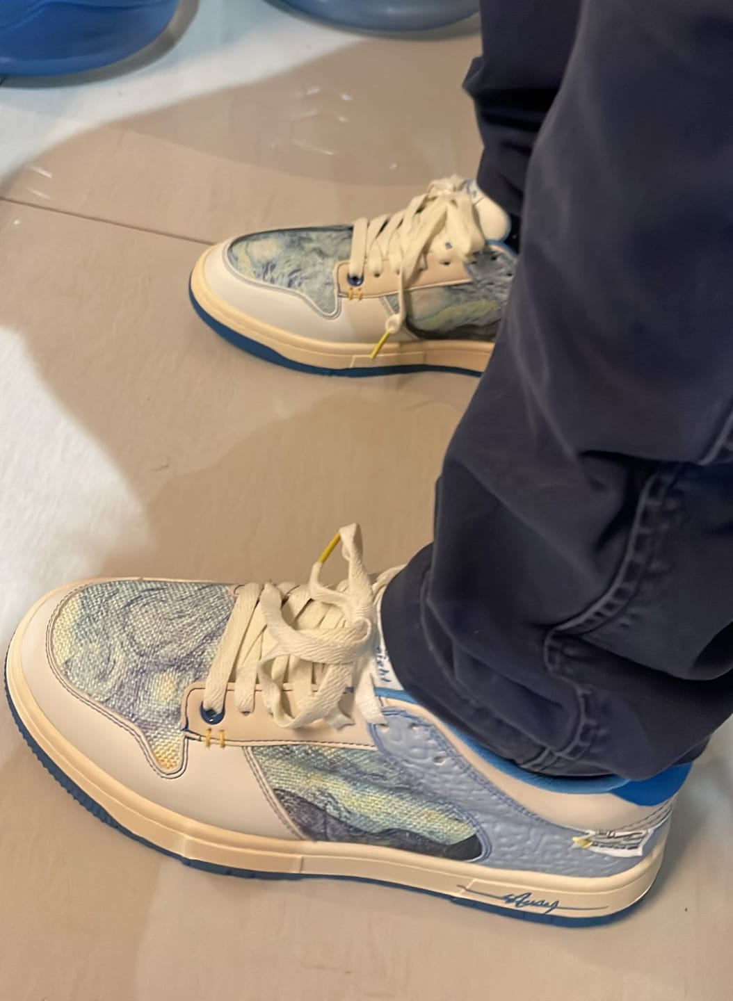 Customer photo review of Van Gogh Starry Night inspired sneakers