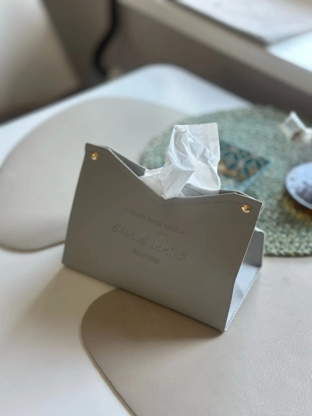 Customer photo review of Leather Tissue Box Napkin Holder For Home And Car — Black | KIMLUD