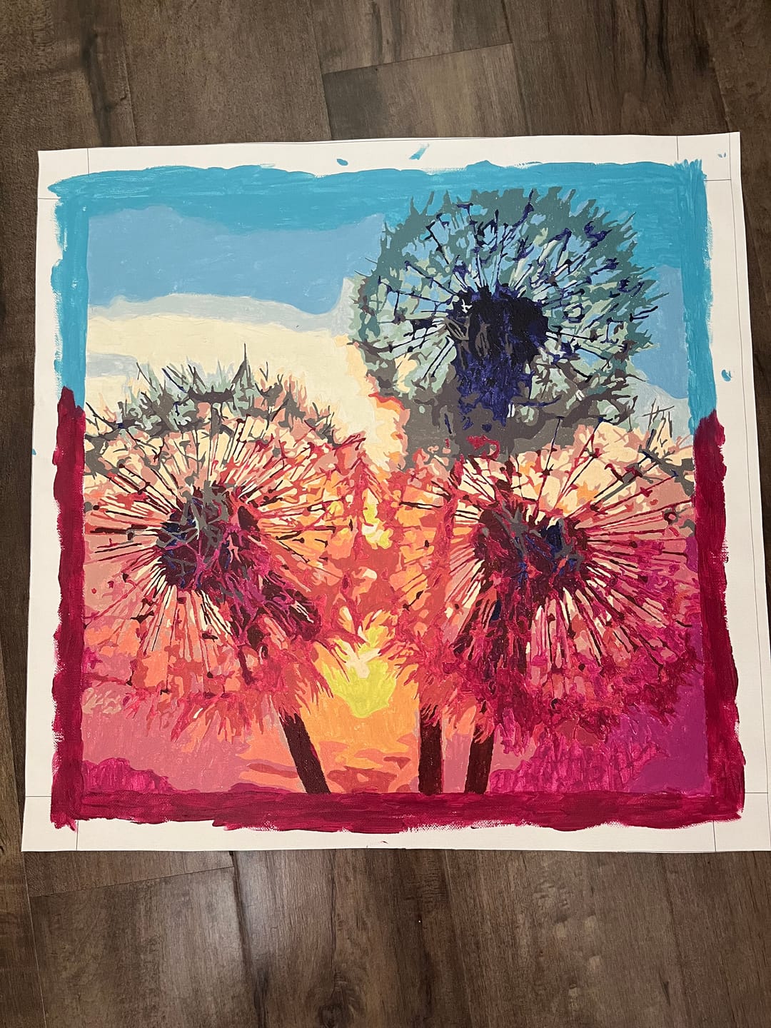 Customer photo review of Paint by Numbers - Dandelions on the lakeshore