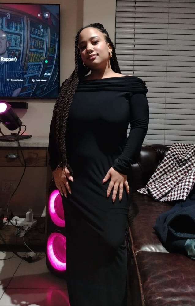 Customer photo review of Black Bardot Sculpted Dress with Long Sleeves