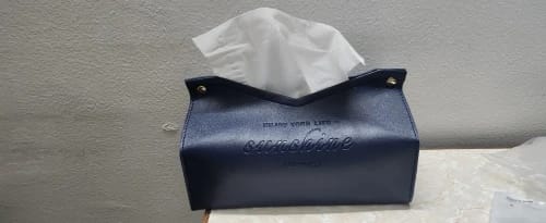 Customer photo review of Leather Tissue Box Napkin Holder For Home And Car — Black | KIMLUD