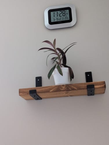 Customer photo review of Narrow Rustic Wooden Shelves with Metal Wall Brackets | 15cm Depth