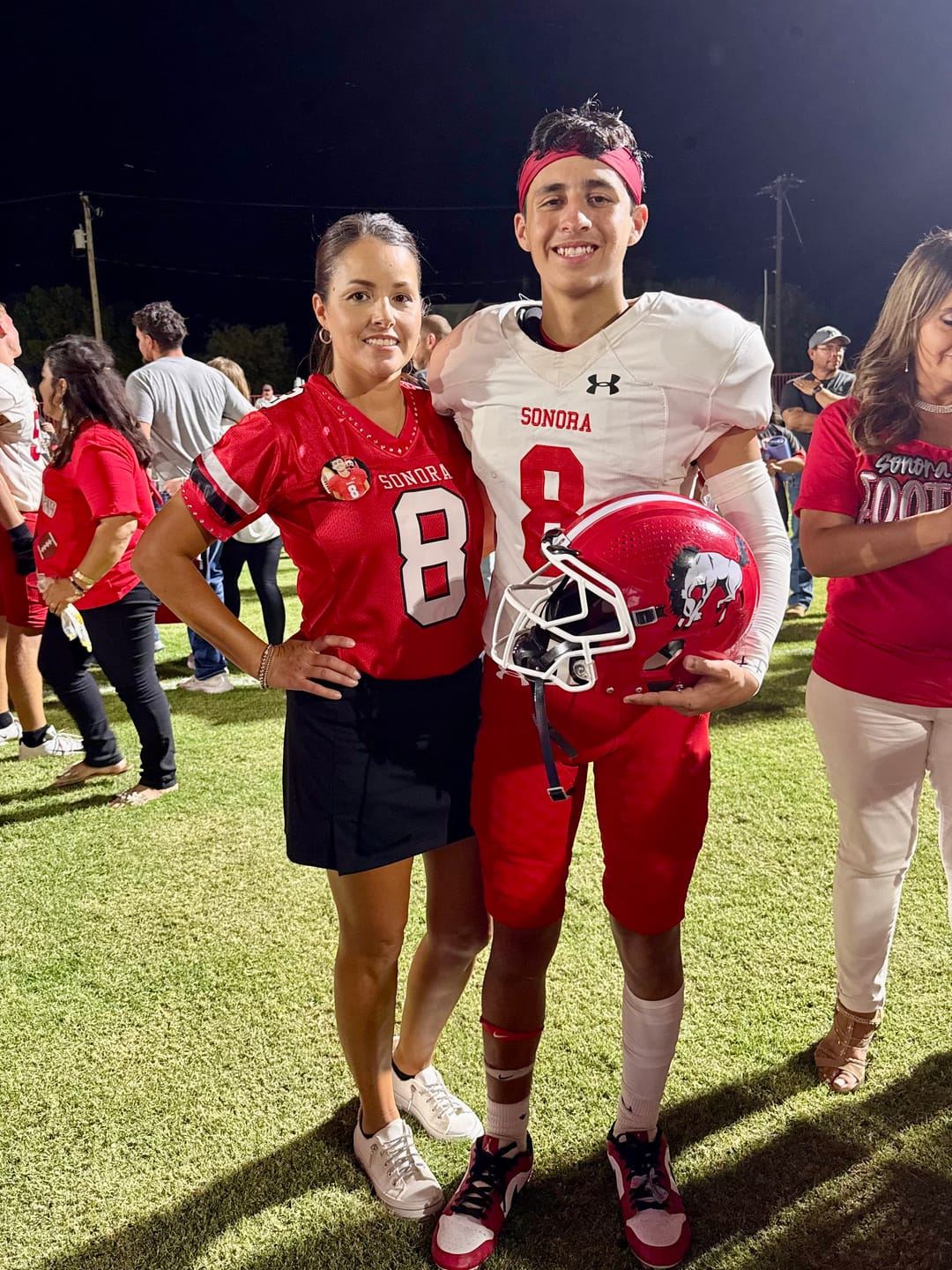 Customer photo review of Custom Red White-Black Classic Style Mesh Authentic American Football Jersey