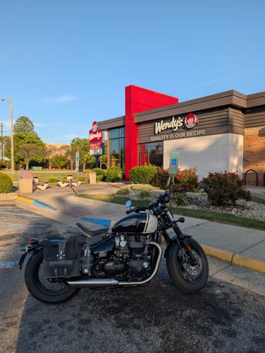 Customer photo review of Universal Leather Rolltop Panniers / Saddlebags - TBP02 (Pair)