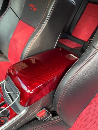 Customer photo review of 2015+ Dodge Charger Customizable Direct Replacement Carbon Fiber Arm Rest