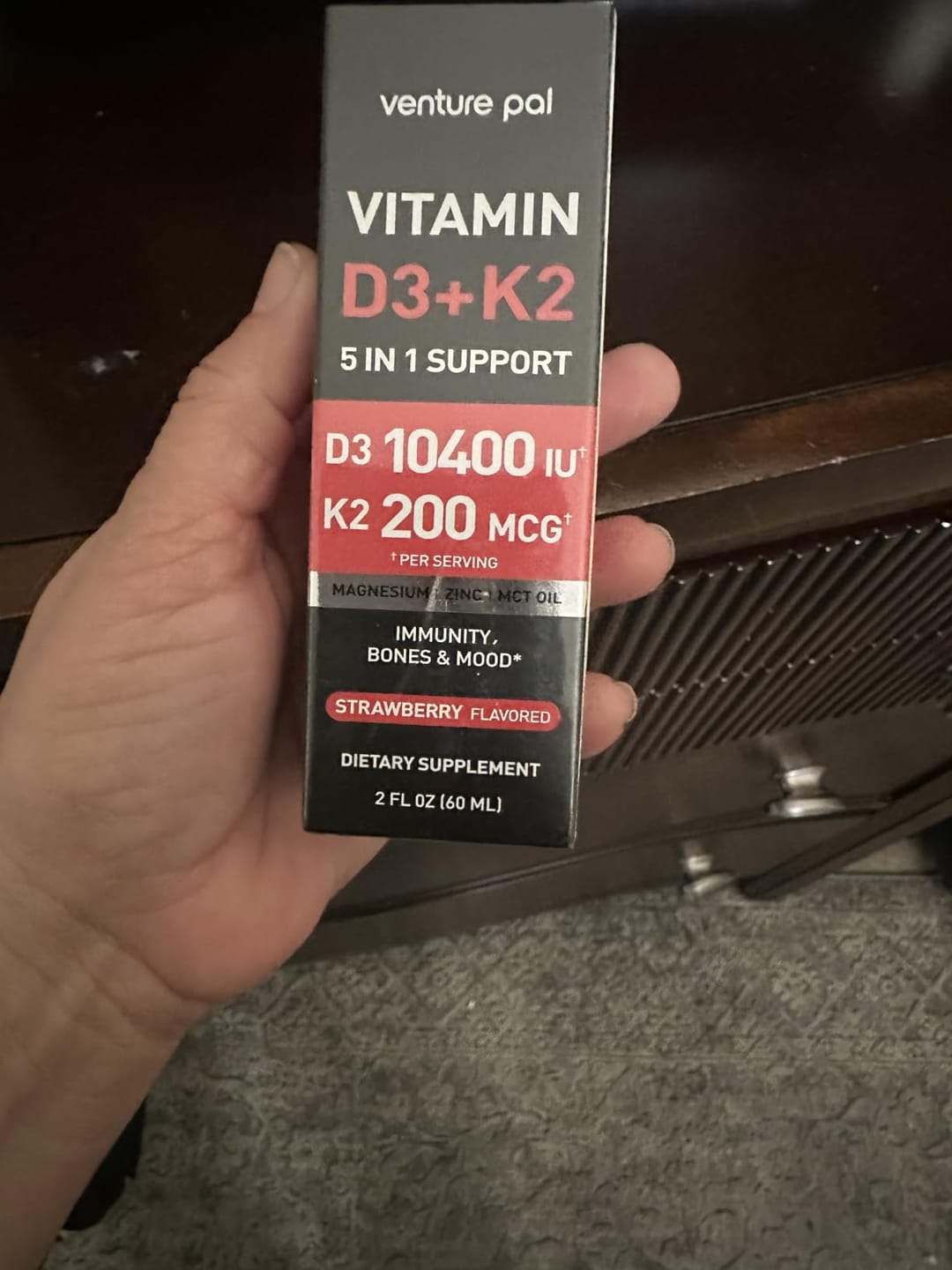 Customer photo review of Vitamin D3 10000 IU Plus K2 (MK-7) - Strawberry Flavor - 200 mcg Liquid Drops