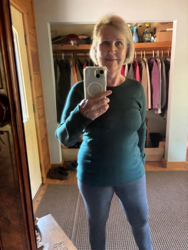 Customer photo review of Hannah Long Sleeve Top - Riverbank Green