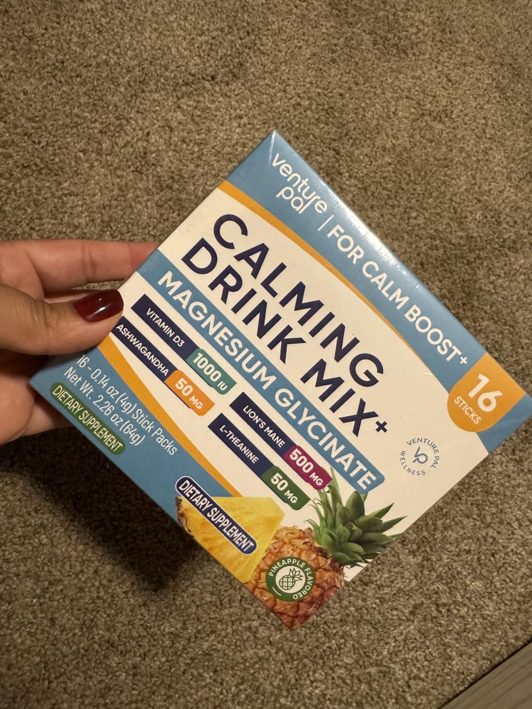 Customer photo review of Magnesium Glycinate Powdered Drink Mix - Pineapple- 16 Sticks