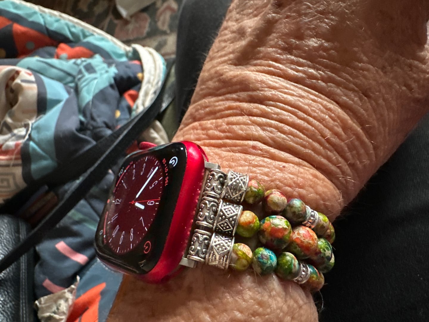 Customer photo review of Vineyard Jasper Stretch Apple Watch Strap