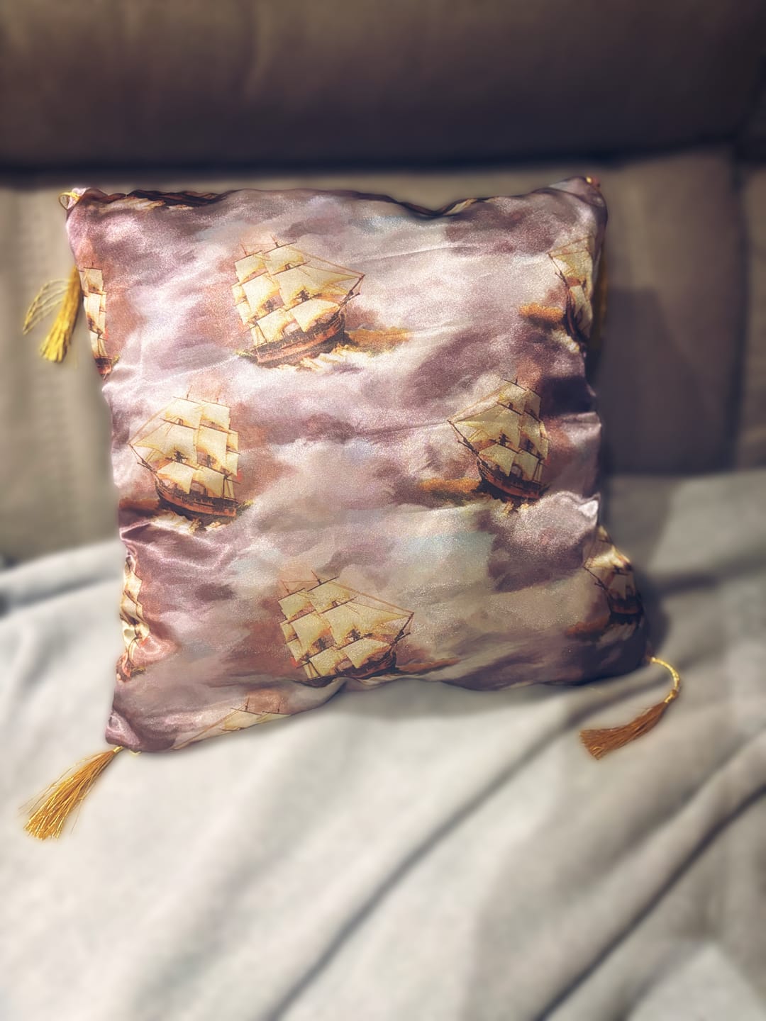 Customer photo review of Sailing Ships Satin Fabric