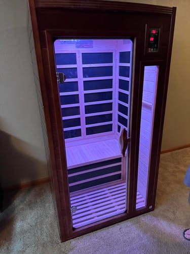 Customer photo review of Dynamic Sauna Barcelona – 1-2 Person Luxury Infrared Sauna with Red Light Therapy & Bluetooth