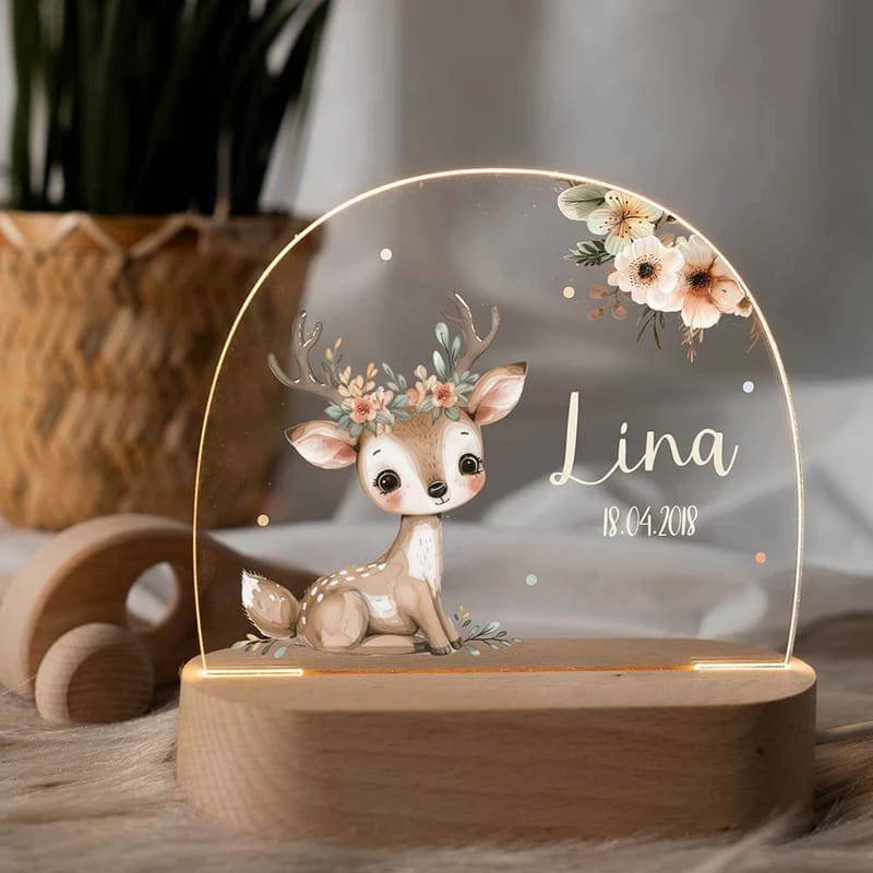 Customer photo review of Nachtlicht Kinder personalisiert - Baby Reh im Wald