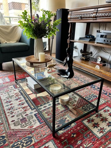 Customer photo review of Mesa de centro Rectangular 100 NEGRA dos niveles GLASS