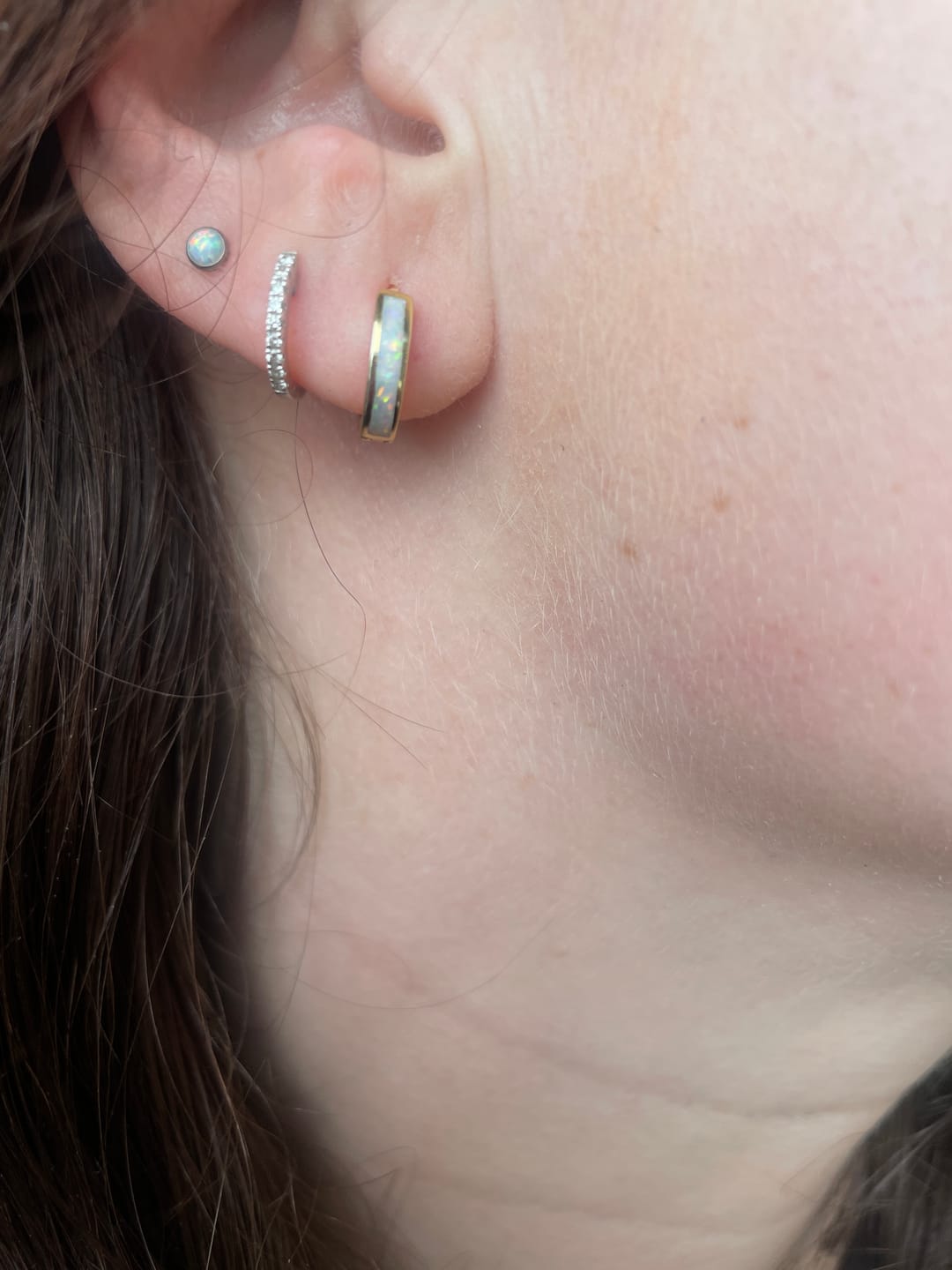 Customer photo review of Gold Opal Huggie Hoops + More Options